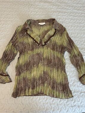 Dressbarn Textured Boho Sequin Detail Bell Sleeve Women’s Blouse